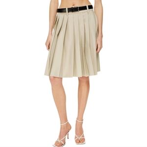 Aritzia Babaton Pedestal Pleated Wool Skirt Khaki Women's 10